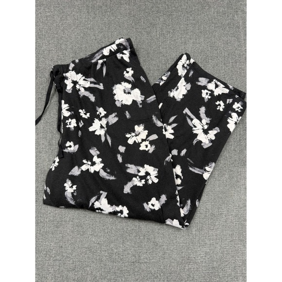 Simply Vera Vera Wang Other - Simply Vera Vera Wang Floral Pajama Pants Black White Plus Size 2X Wide Leg Crop